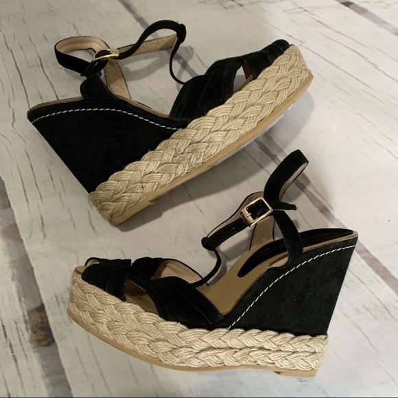 ANDRE assous Mecca Black Suede Espadrille Wedge - Picture 3 of 8
